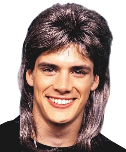 Wig Mullet Streaked Grey