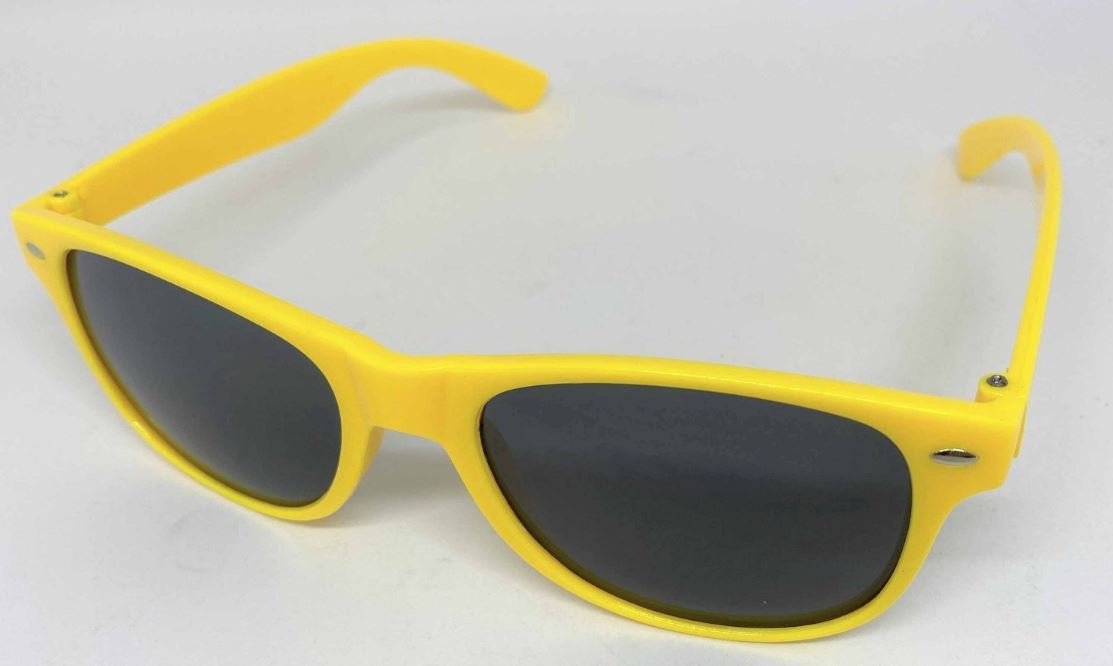 Glasses Fluro Neon Yellow 1980s Dark Lenses UV Coated Costume Prop