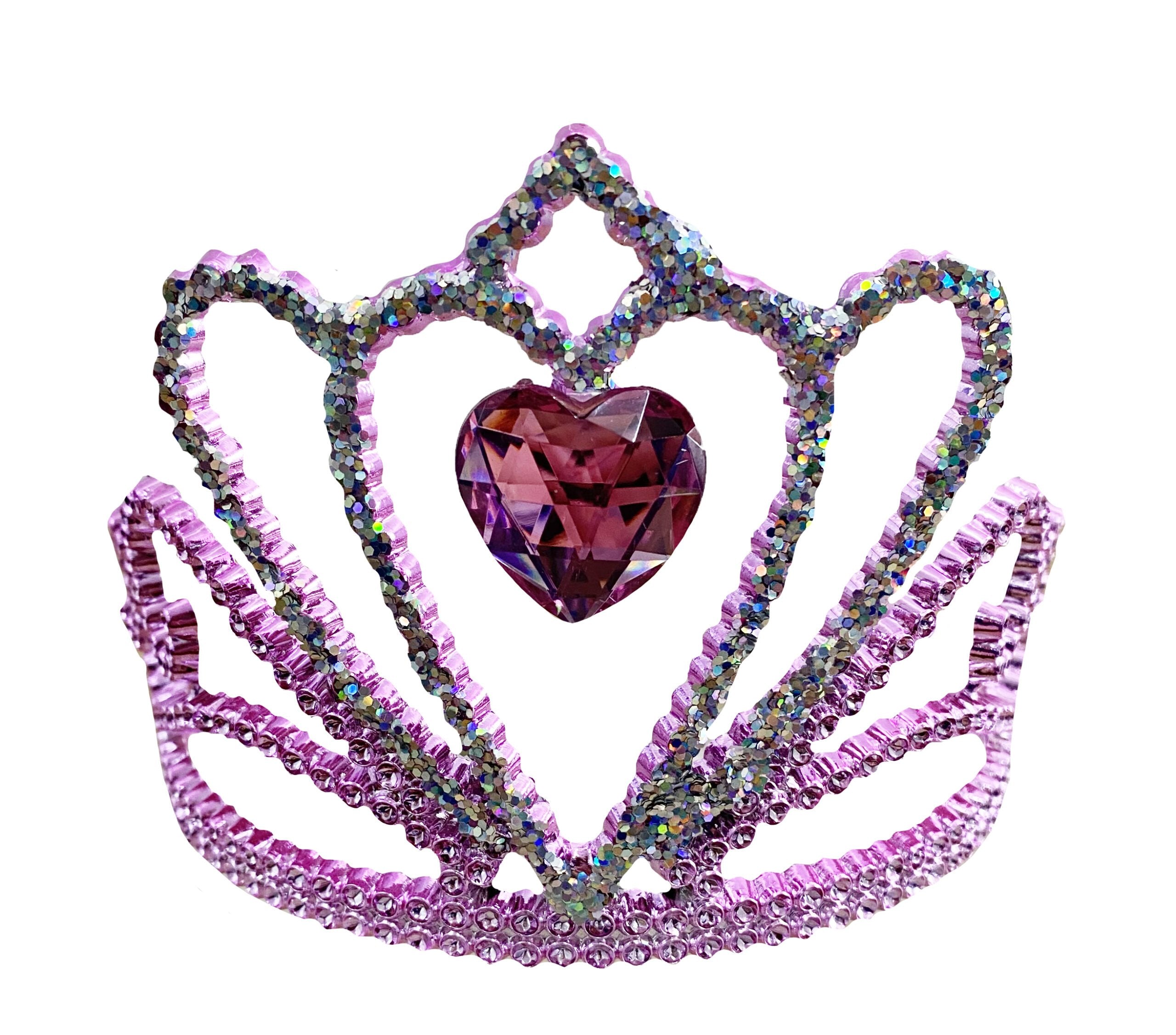 Tiara Pink Heart With Silver Glitter Princess/Queen/Fairy - Discontinued