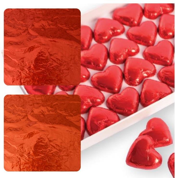 Chocolate Wrapping Foil Sheets Red and Tangerine Orange Pk/4