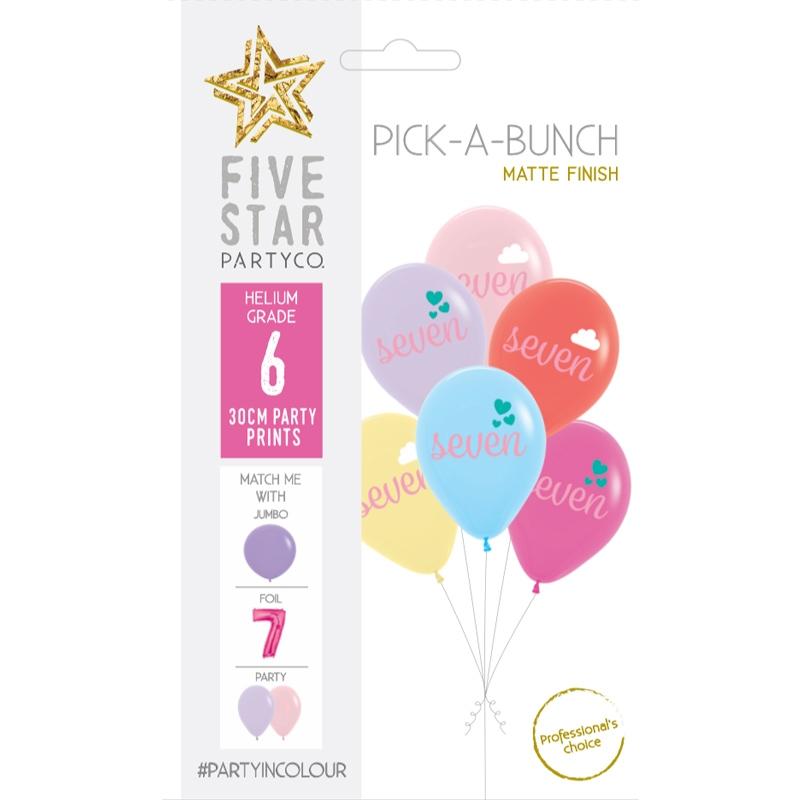 Balloon Pick-A-Bunch Seven Cloud/Hearts 30cm Asst Pk 6