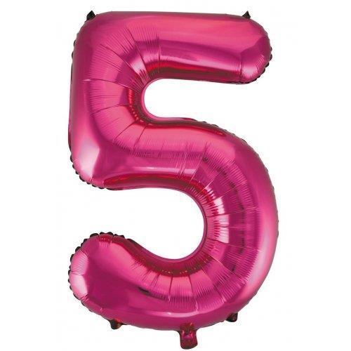 Balloon Foil Megaloon Number 5 Hot Pink  86cm