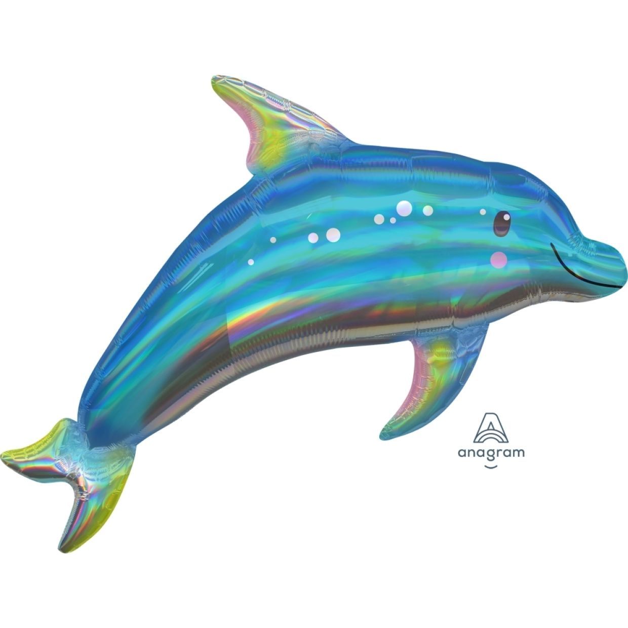 Balloon Foil Shape Holographic Iridescent Dolphin Blue Large