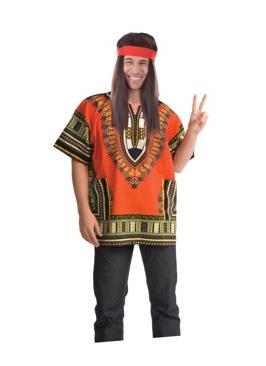 Costume Adult Dashiki Hippy Shirt Orange