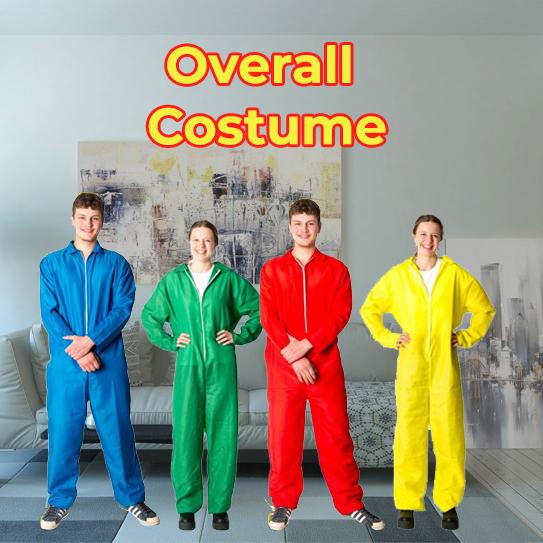 Costume Overalls Coloured Adult - Mens Large