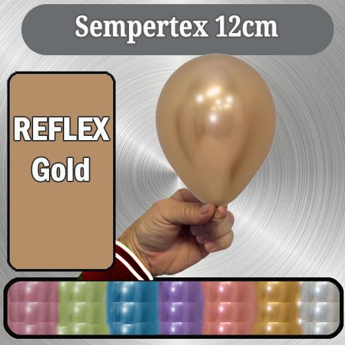 Latex Balloon 12cm Reflex Gold Sempertex Pk 50