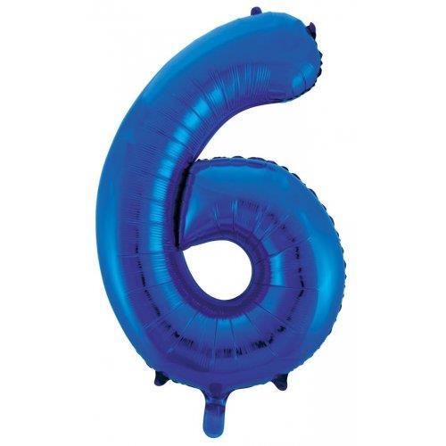 Balloon Foil Megaloon Number 6 Blue 86cm