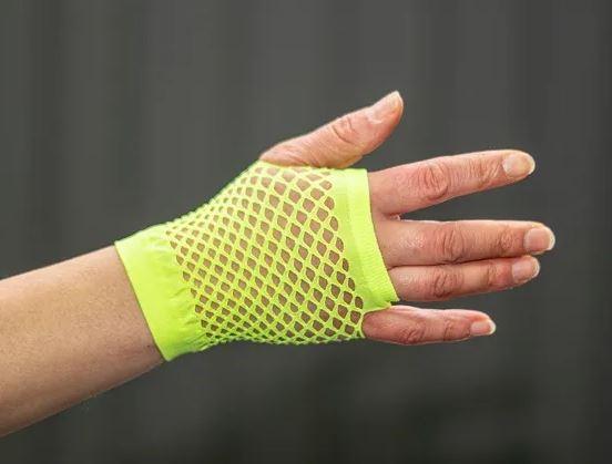 Gloves Fishnet Fingerless Yellow