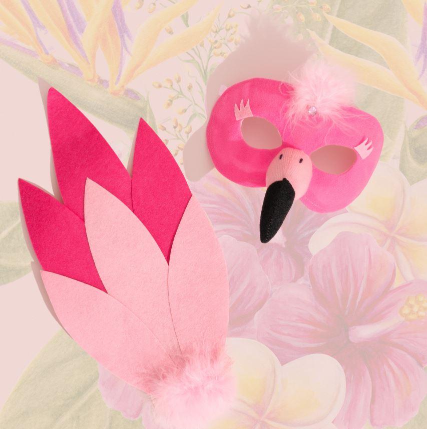 Animal Costume Mask Set Pink Flamingo Deluxe Includes Tail & Mask