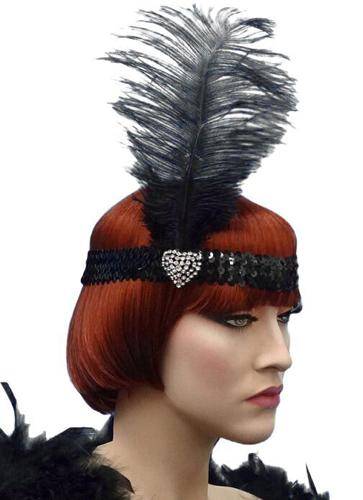 Headband Flapper Black With Crystal 1920s Discontinued