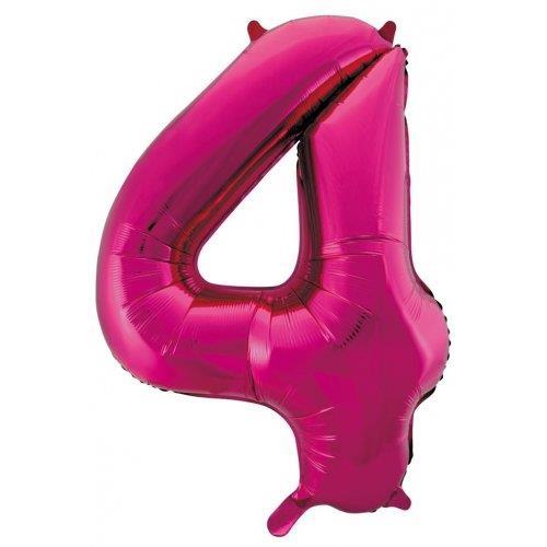 Balloon Foil Megaloon Number 4 Hot Pink  86cm