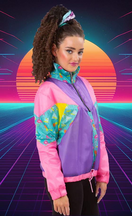 Costume Adult 80s Pastel Windbreaker Jacket