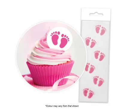 Edible Icing Wafer Topper Pink Baby Feet Pk/24