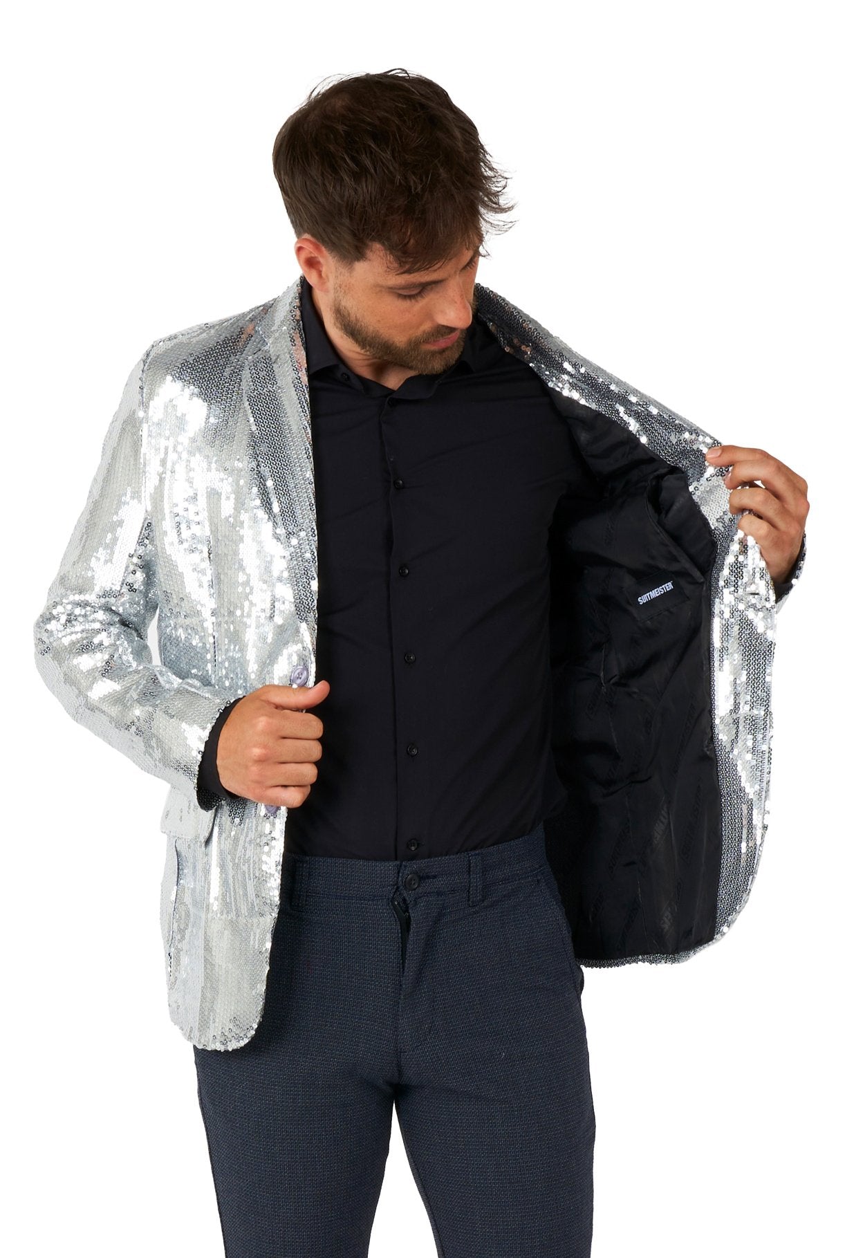 Costume Adult Suitmeister Blazer Silver Sequins