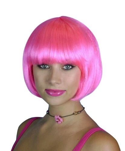 Wig Bob Neon Hot Pink Short Deluxe Chin Length Costume Accessory