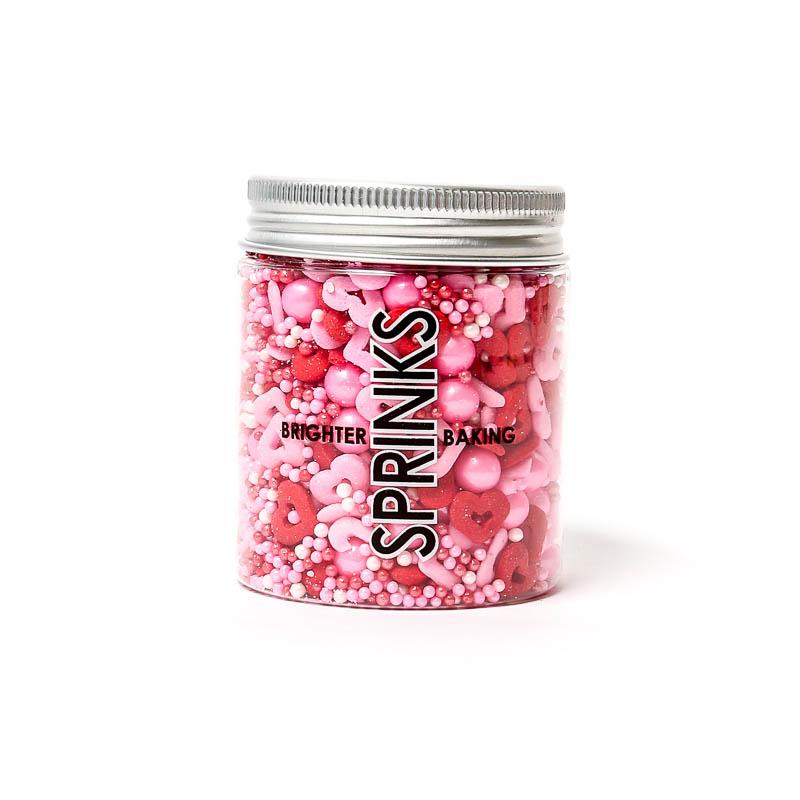 Edible Decorations Sprinkles Cupids Cuddle Hearts Red White & Pink 65g