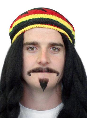 Costume Accessory Moustache Reggae Black 2 Piece Realistic Deluxe