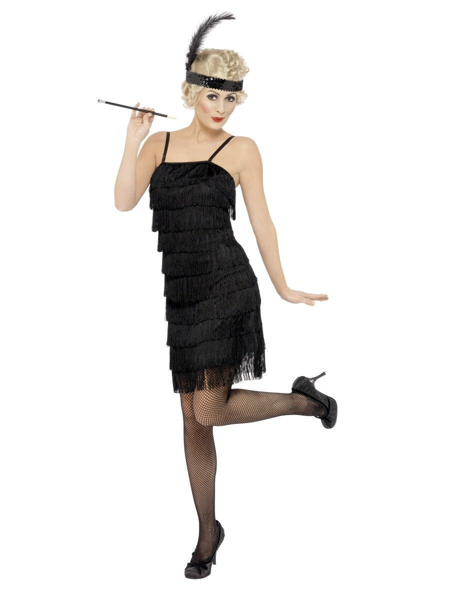 Costume Adult Womens Black Fringe 1920s Flapper Ladies 20-22