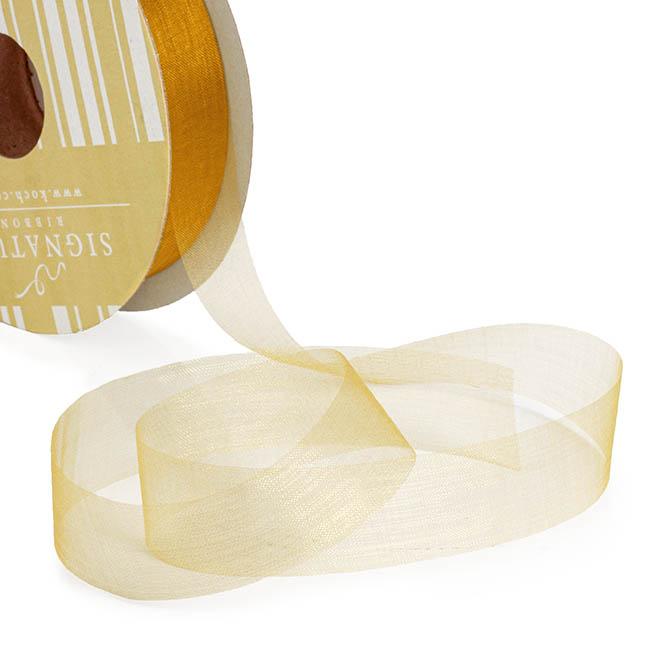 Organza Ribbon Gold Cut Edge 25mm x 100m