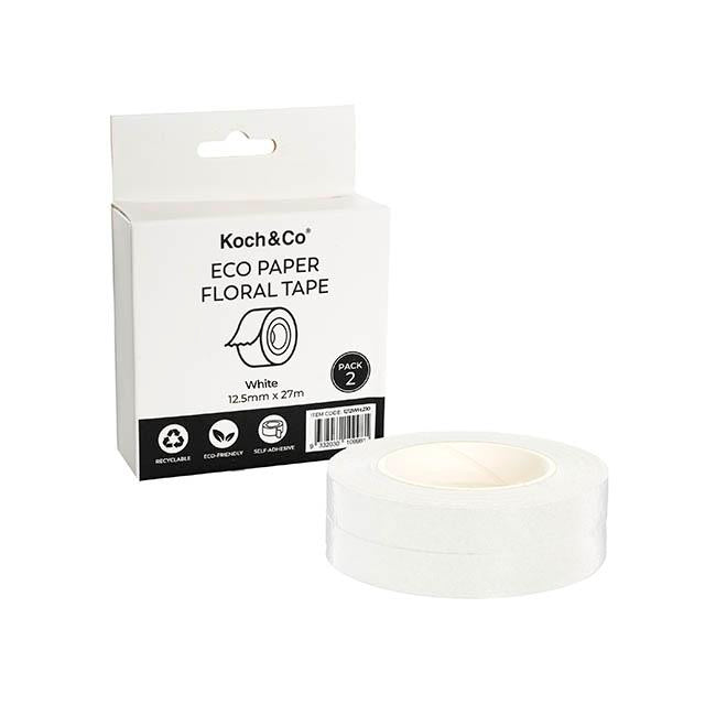 Eco Paper Parafilm Tape Stem Wrap White Florist Tape 12mm x 27m Pk/2