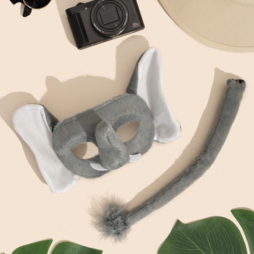 Animal Costume Mask Set Deluxe Elephant Grey