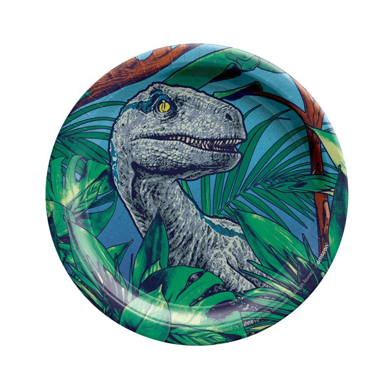 Jurassic Dinosaur World Into The Wild 17cm Paper Plate Pk/8