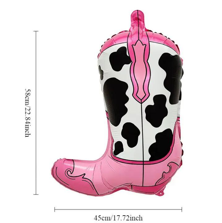 Balloon Foil Shape Western/Rodeo Cowboy/Cowgirl Boot Pink & Black