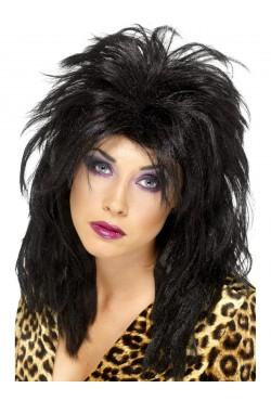 Wig Sheena Black Shaggy Punk Popstar 1970s 1980s