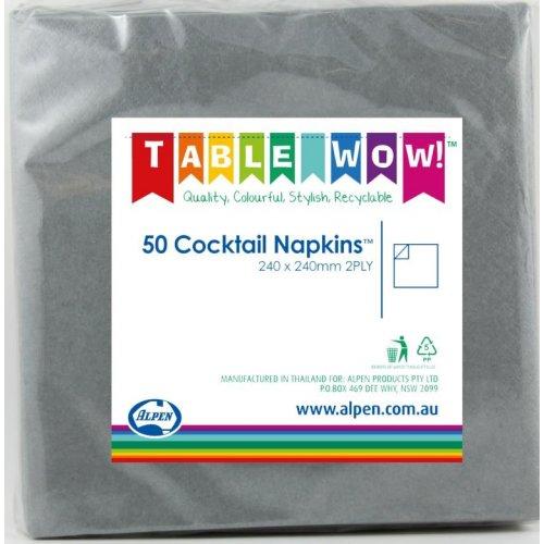 Napkins Beverage/Cocktail Silver 2ply Pk/50