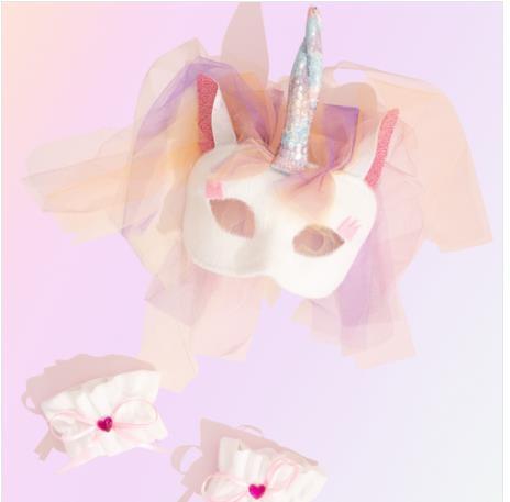 Animal Costume Set Mask & Cuffs Unicorn Rainbow