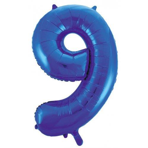 Balloon Foil Megaloon Number 9 Blue 86cm