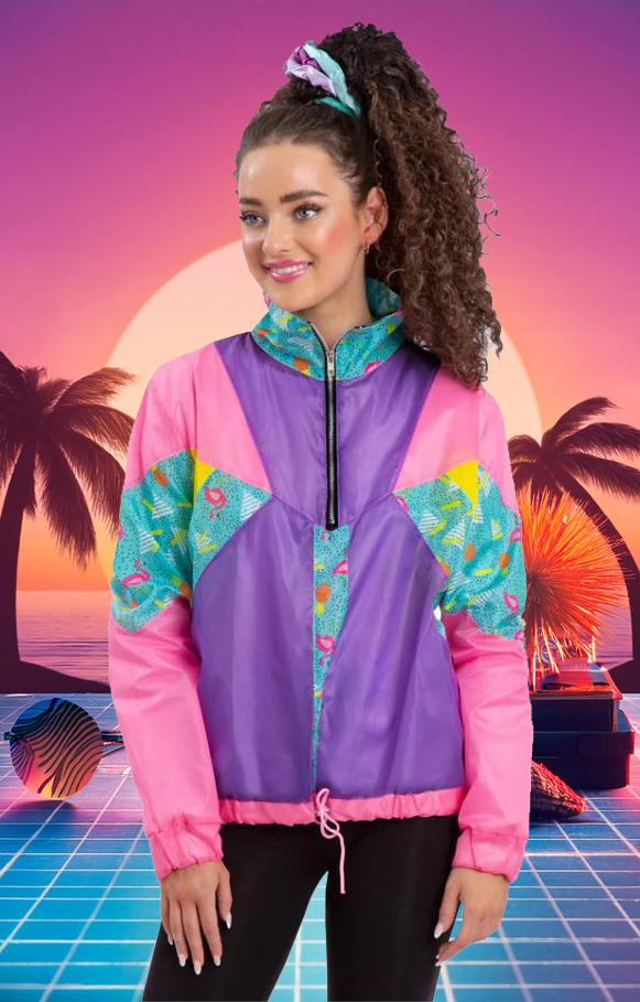 Costume Adult 80s Pastel Windbreaker Jacket