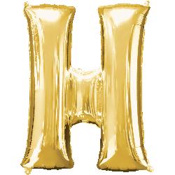 Balloon Foil Letter H Gold 86cm - Discontinued Line Last Chance To Buy