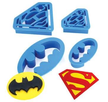 Cookie Cutters Batman and Superman Set Pk/4 Cake Craft