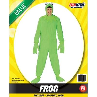 Costume Adult Animal Green Frog Jumpsuit & Hood One Size