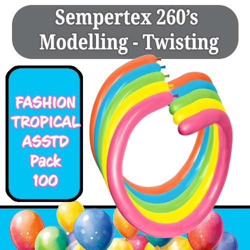 Balloon Modelling 260 Fashion Tropical Assorted Mix Pk 100