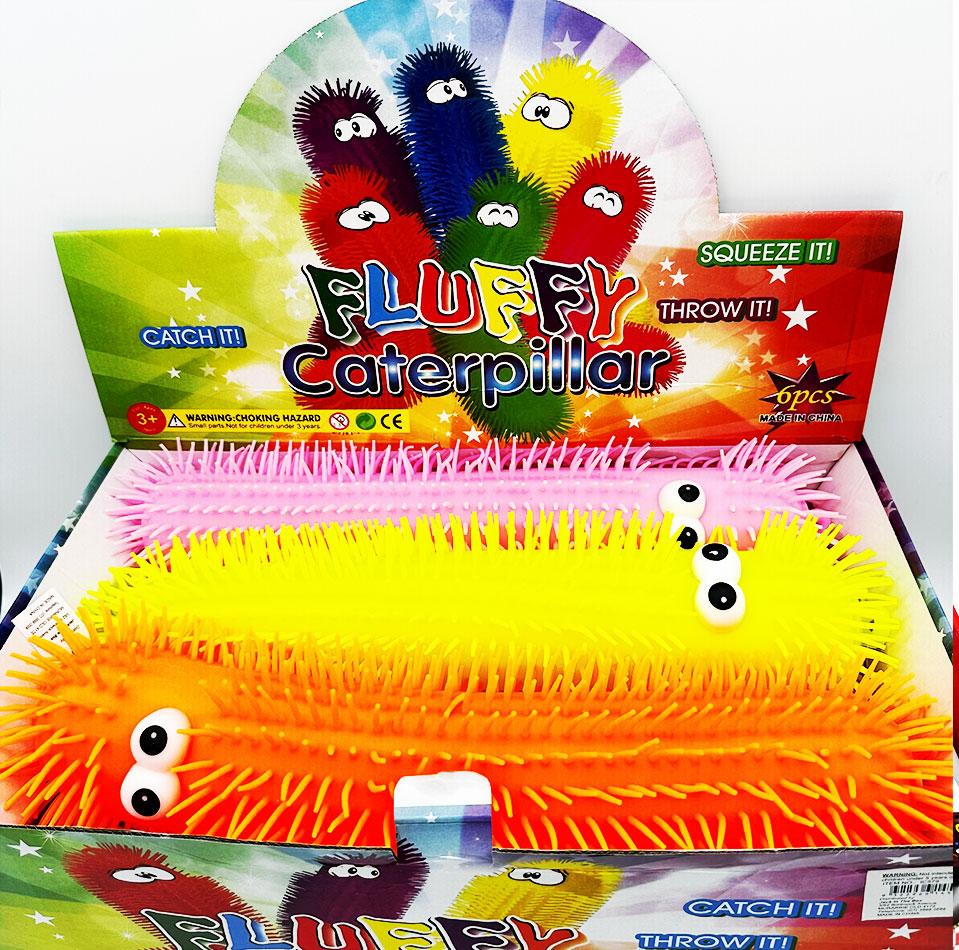 Toy Jumbo Fluffy Caterpillar 50cm Long Assorted Colours