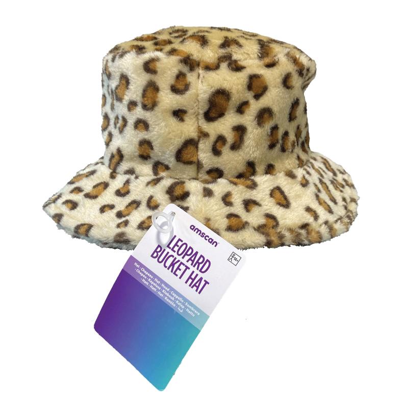 Bucket Hat Gangster Pimp 1920s Animal Leopard Print Fluffy