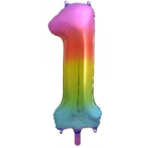 Balloon Foil Megaloon Num 1 Rainbow Splash 86cm