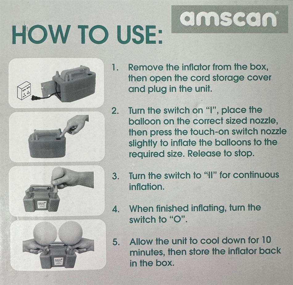 Electric Balloon Air Inflator 240v Each