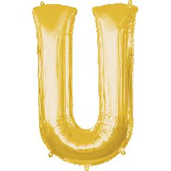 Balloon Foil Letter U Gold 86cm - Discontinued Line Last Chance To Buy