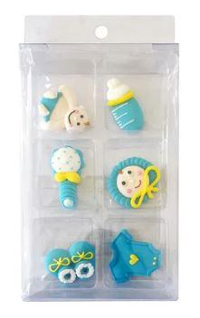 Edible Icing Decorations Blue Christening Assorted