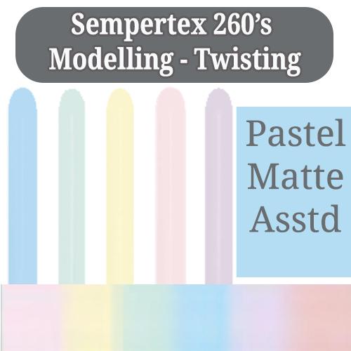 Balloon Modelling 260 Pastel Matte Assorted Mix Sempertex Pk 100