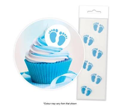 Edible Icing Wafer Topper Blue Baby Feet Pk/24