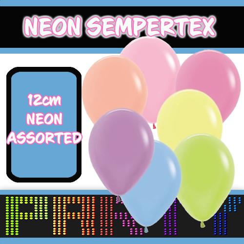 Latex Balloon 12cm Neon Assorted Pk 50 Sempertex