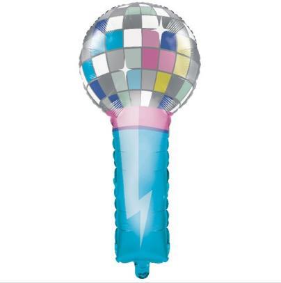 Balloon Foil Large Shape Disco Microphone Holographic 44cm x 86cm