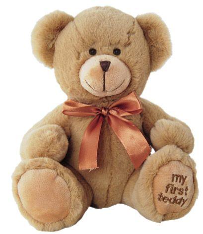 Soft Plush Toy Teddy Bear 21cm Brown With Brown Ribbon My First Teddy