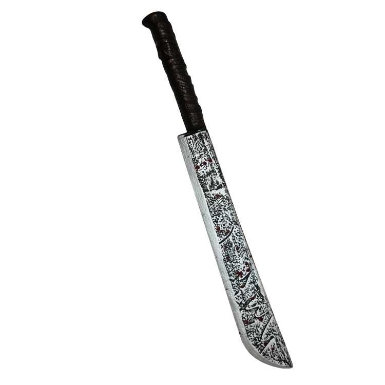 Weapon Costume Prop Machete Knife Aged 75cm With Blood Droplets Plastic