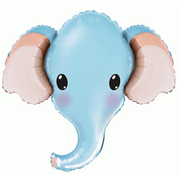 Balloon Foil Shape Elephant Head Baby Blue 81x99cm