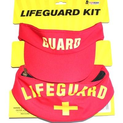 Costume Kit Lifeguard Red/Yellow Hat/Visor & Bum Bag 1990s